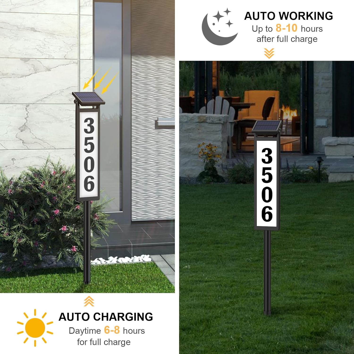 Elegant Solar Address Sign for Homes