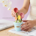 4-Piece Ceramic Flower Measuring Spoons with Flowerpot Decorative Base