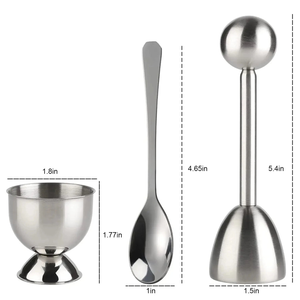Creative Egg Opener Egg Shell Opener With Egg Tray Set and Spoons Stainless Steel Opening Egg Breakfast Tool Kitchen Accessories